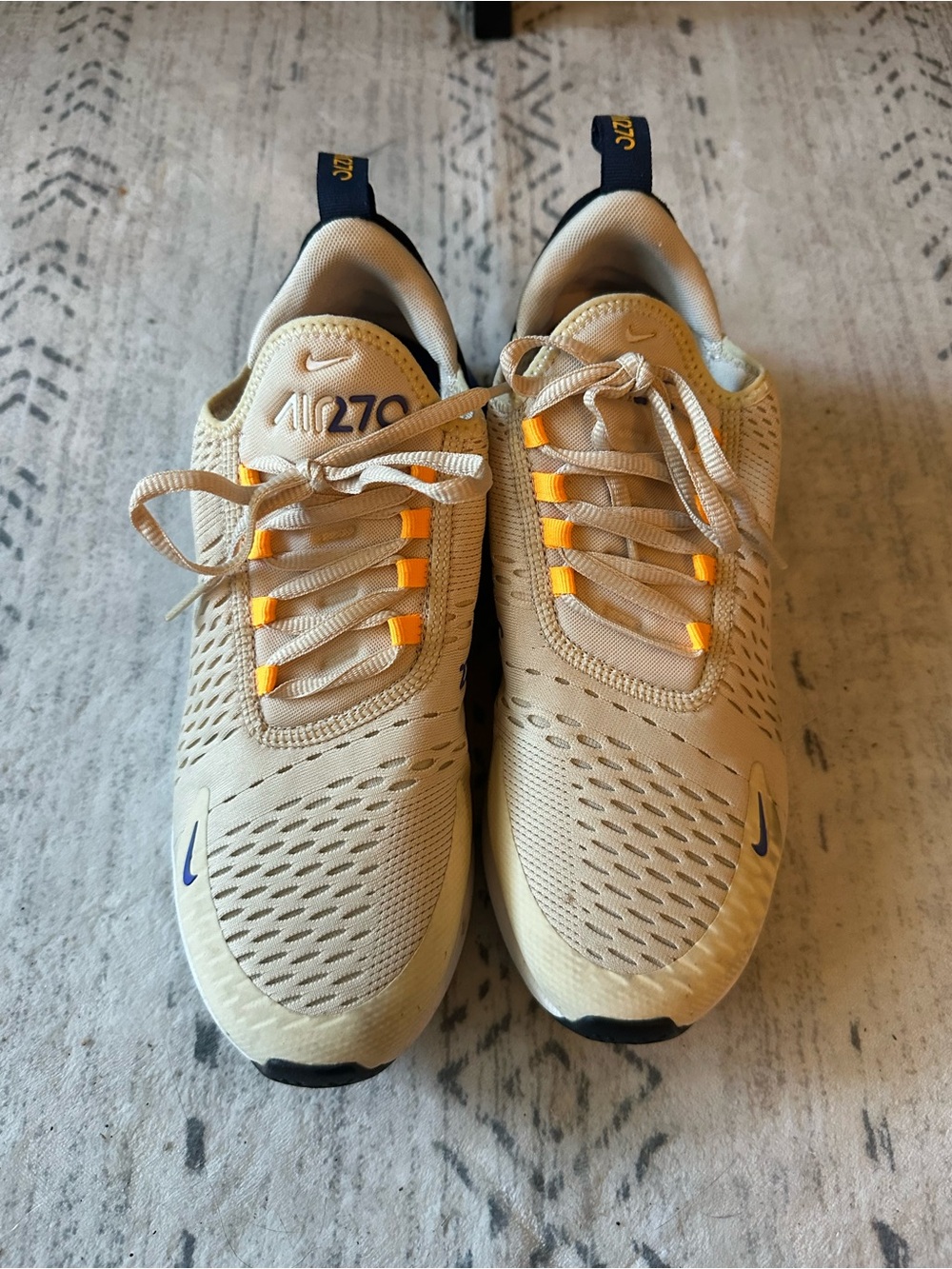 Nike Women’s  Air 270 Sneakers - Beige with Orange and Navy Accents